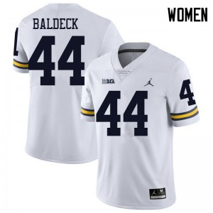 Womens Michigan Wolverines #44 Matt Baldeck White Jordan Brand Stitched Jersey 433637-464