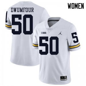 Women University of Michigan #50 Michael Dwumfour White Jordan Brand Alumni Jerseys 782036-640