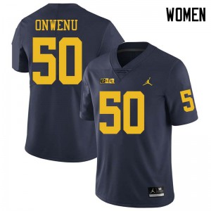 Women's Michigan #50 Michael Onwenu Navy Jordan Brand Embroidery Jerseys 705634-572