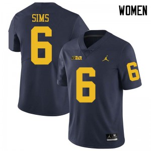 Women Wolverines #6 Myles Sims Navy Jordan Brand NCAA Jerseys 662489-137