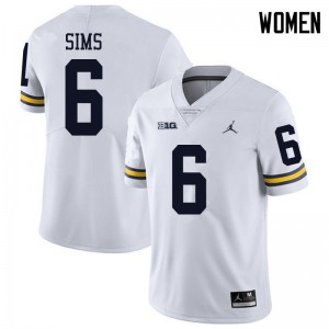 Womens Michigan #6 Myles Sims White Jordan Brand High School Jerseys 993054-693