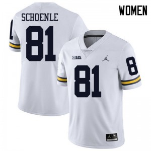 Women Michigan Wolverines #81 Nate Schoenle White Jordan Brand Stitched Jerseys 129471-836