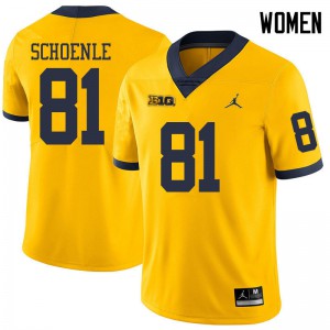 Women Michigan #81 Nate Schoenle Yellow Jordan Brand Football Jersey 623988-666