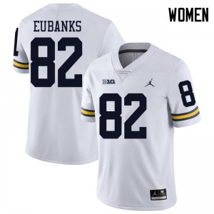 Womens University of Michigan #82 Nick Eubanks White Jordan Brand High School Jerseys 663273-983
