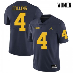 Womens Michigan #4 Nico Collins Navy Jordan Brand Stitched Jersey 177726-358