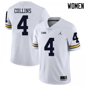 Women's Wolverines #4 Nico Collins White Jordan Brand Embroidery Jersey 647551-150