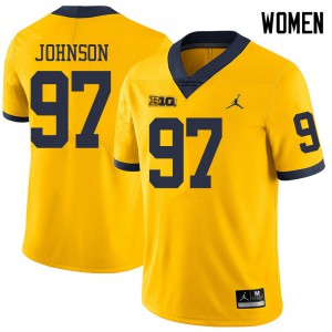 Women's Michigan Wolverines #97 Ron Johnson Yellow Jordan Brand Football Jersey 775987-231