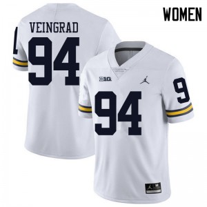 Women's University of Michigan #94 Ryan Veingrad White Jordan Brand Stitch Jerseys 233096-577