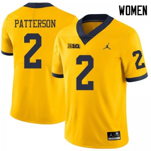 Women's Michigan #2 Shea Patterson Yellow Jordan Brand College Jerseys 531676-782