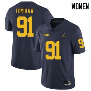 Women's University of Michigan #91 Taylor Upshaw Navy Jordan Brand University Jerseys 904298-443