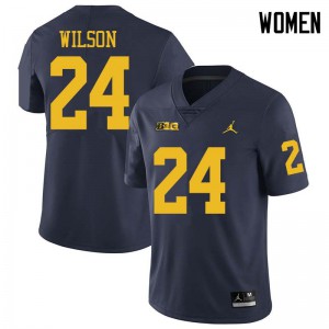 Women University of Michigan #24 Tru Wilson Navy Jordan Brand Stitched Jersey 291210-311