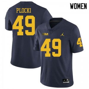 Womens Michigan Wolverines #49 Tyler Plocki Navy Jordan Brand College Jerseys 144380-287