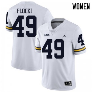 Women's Wolverines #49 Tyler Plocki White Jordan Brand NCAA Jerseys 830432-458