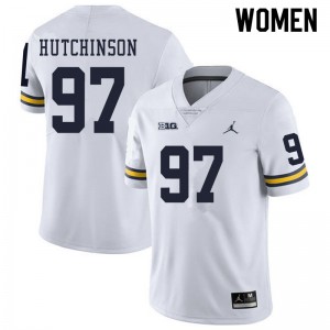 Womens Michigan #97 Aidan Hutchinson White NCAA Jersey 366303-869