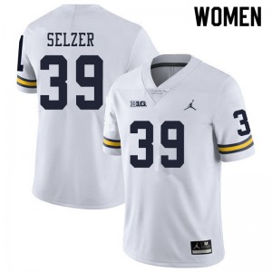 Womens Wolverines #39 Alan Selzer White Football Jerseys 151236-587