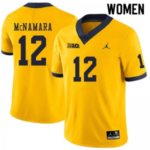 Womens University of Michigan #12 Cade McNamara Yellow NCAA Jerseys 102082-895