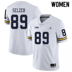 Womens Michigan #89 Carter Selzer White Official Jerseys 845111-530