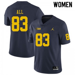 Women's Michigan Wolverines #83 Erick All Navy Player Jersey 209801-221