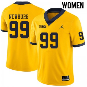 Women Michigan Wolverines #99 Gabe Newburg Yellow Embroidery Jersey 343595-125