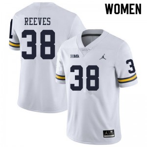 Women's University of Michigan #38 Geoffrey Reeves White Embroidery Jerseys 565388-999