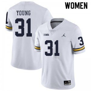 Women's Wolverines #31 Jack Young White NCAA Jersey 868553-530
