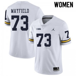 Womens University of Michigan #73 Jalen Mayfield White NCAA Jerseys 999200-444