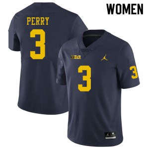 Women Wolverines #3 Jalen Perry Navy Official Jerseys 292259-678
