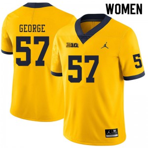 Womens Michigan #57 Joey George Yellow Embroidery Jerseys 857194-976
