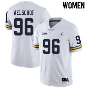 Women's University of Michigan #96 Julius Welschof White Embroidery Jerseys 113281-122