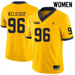 Womens Wolverines #96 Julius Welschof Yellow Embroidery Jersey 755700-309