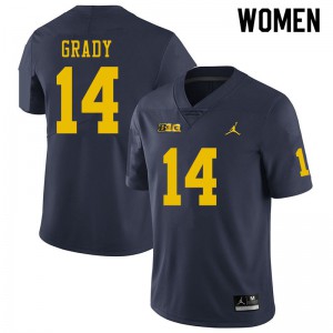 Women Michigan #14 Kyle Grady Navy Embroidery Jerseys 874408-820
