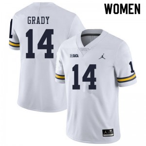 Women's Michigan #14 Kyle Grady White Football Jersey 145843-236
