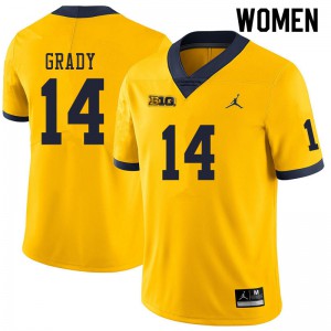 Women Michigan Wolverines #14 Kyle Grady Yellow Stitched Jerseys 710720-322