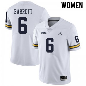 Womens Michigan #6 Michael Barrett White Alumni Jerseys 860574-290