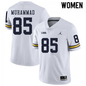 Womens Michigan #85 Mustapha Muhammad White Player Jerseys 559896-821