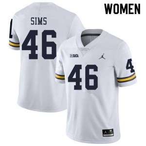 Women Wolverines #46 Myles Sims White University Jersey 568949-766