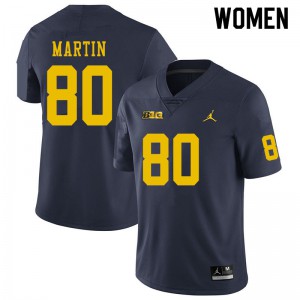 Women's University of Michigan #80 Oliver Martin Navy High School Jersey 326272-662