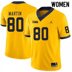 Womens Wolverines #80 Oliver Martin Yellow Football Jersey 645301-987