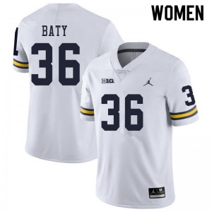 Women's Michigan Wolverines #36 Ramsey Baty White Stitched Jerseys 607733-434