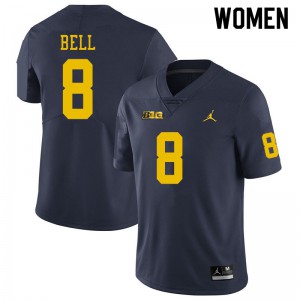 Women's Michigan #8 Ronnie Bell Navy Player Jersey 523472-543
