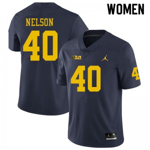 Womens Michigan #40 Ryan Nelson Navy College Jerseys 937107-375