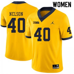 Womens Michigan #40 Ryan Nelson Yellow Football Jersey 518458-412