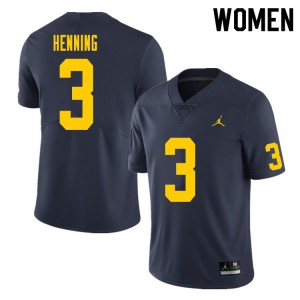 Womens Michigan #3 A.J. Henning Navy Official Jerseys 499704-327