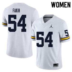 Women Michigan #54 Adam Fakih White College Jersey 797425-519