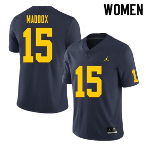 Women Michigan #15 Andy Maddox Navy College Jerseys 807427-496