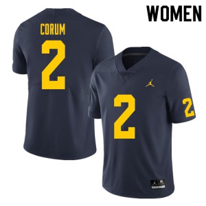 Women Michigan #2 Blake Corum Navy NCAA Jersey 294046-683