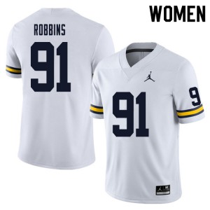 Women's Michigan #91 Brad Robbins White Player Jerseys 976773-952
