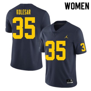 Women's University of Michigan #35 Caden Kolesar Navy Stitched Jerseys 280616-552
