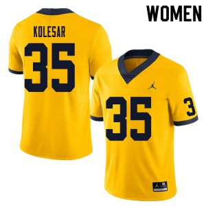 Women's Michigan #35 Caden Kolesar Yellow NCAA Jerseys 451259-574