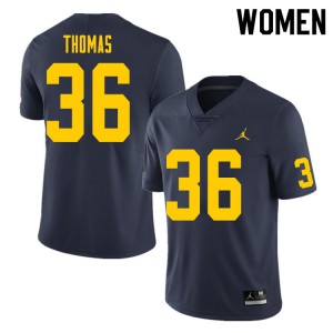 Womens Michigan #36 Charles Thomas Navy Football Jerseys 171576-754